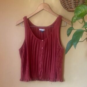 American Eagle Sweater Button Tank Top Rust Orange Red sz L